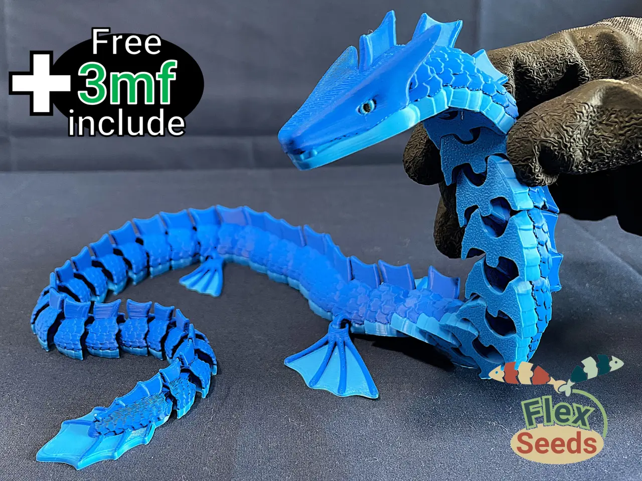 Flexi Water Dragon (Print-in-place) — modelo 3D