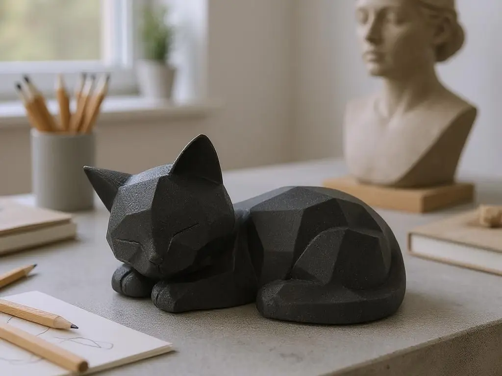 Cute Sleeping Low Poly Kitten (Support free) — modelo 3D