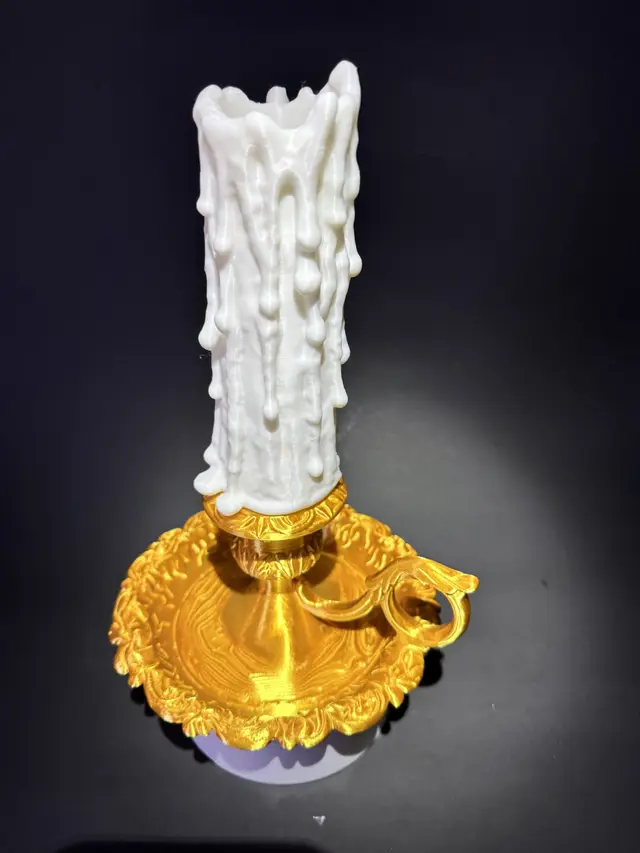Wax candle + holder Halloween decor — modelo 3D