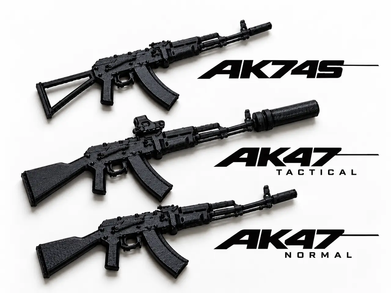 DUMMY 13 AK47 (High Quality) 3 Types gun — modelo 3D