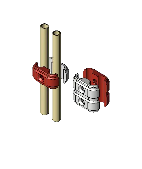 .375" Fuel Line Tubing Clamps - Double Fuel, Air & Oil Lines — modelo 3D