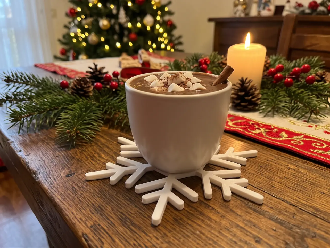 Simple Christmas Coaster Snowflake - NO AMS — modelo 3D