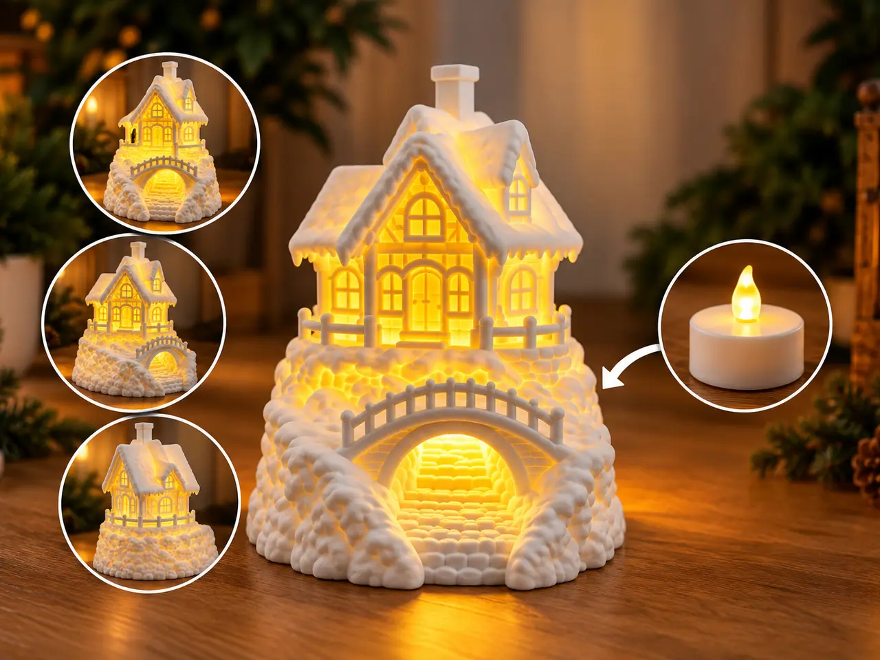 Magisches Winterhaus mit LED-Beleuchtung — modelo 3D
