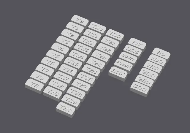 Slotcar Track Corner Numbers, Brake Signs and others — modelo 3D