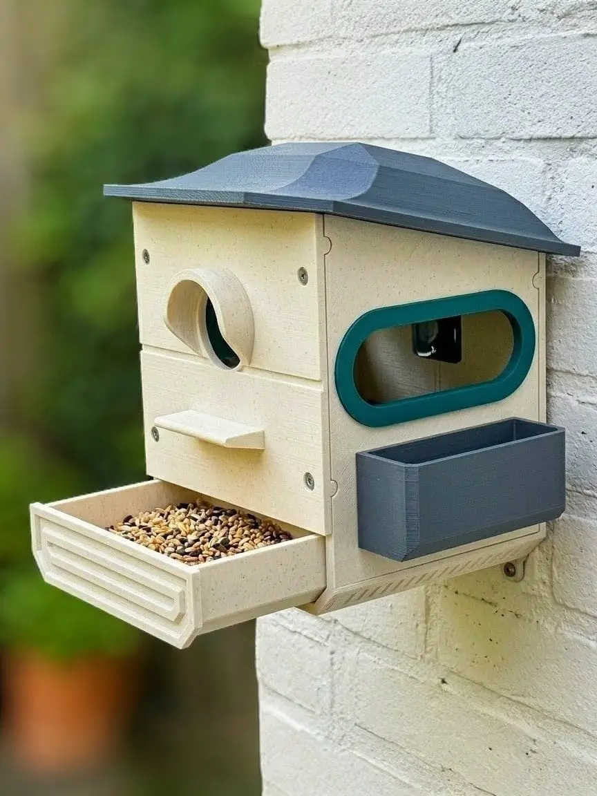 Modular Modern Bird House & Feeder – Functional Wall Mount — modelo 3D