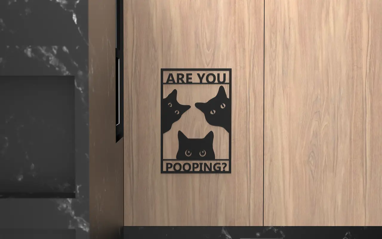 Cat Bathroom Sign - Are you pooping? — modelo 3D