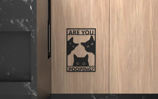 Cat Bathroom Sign - Are you pooping? — modelo 3D