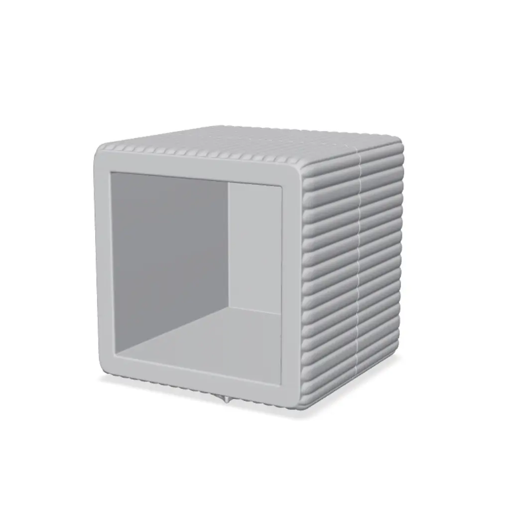 Ribbed Square Planter with Leaf Relief — modelo 3D