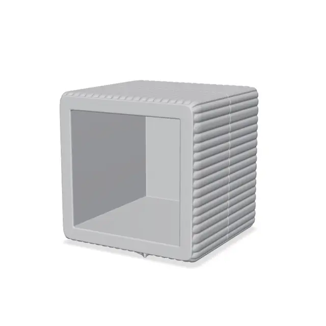 Ribbed Square Planter with Leaf Relief — modelo 3D