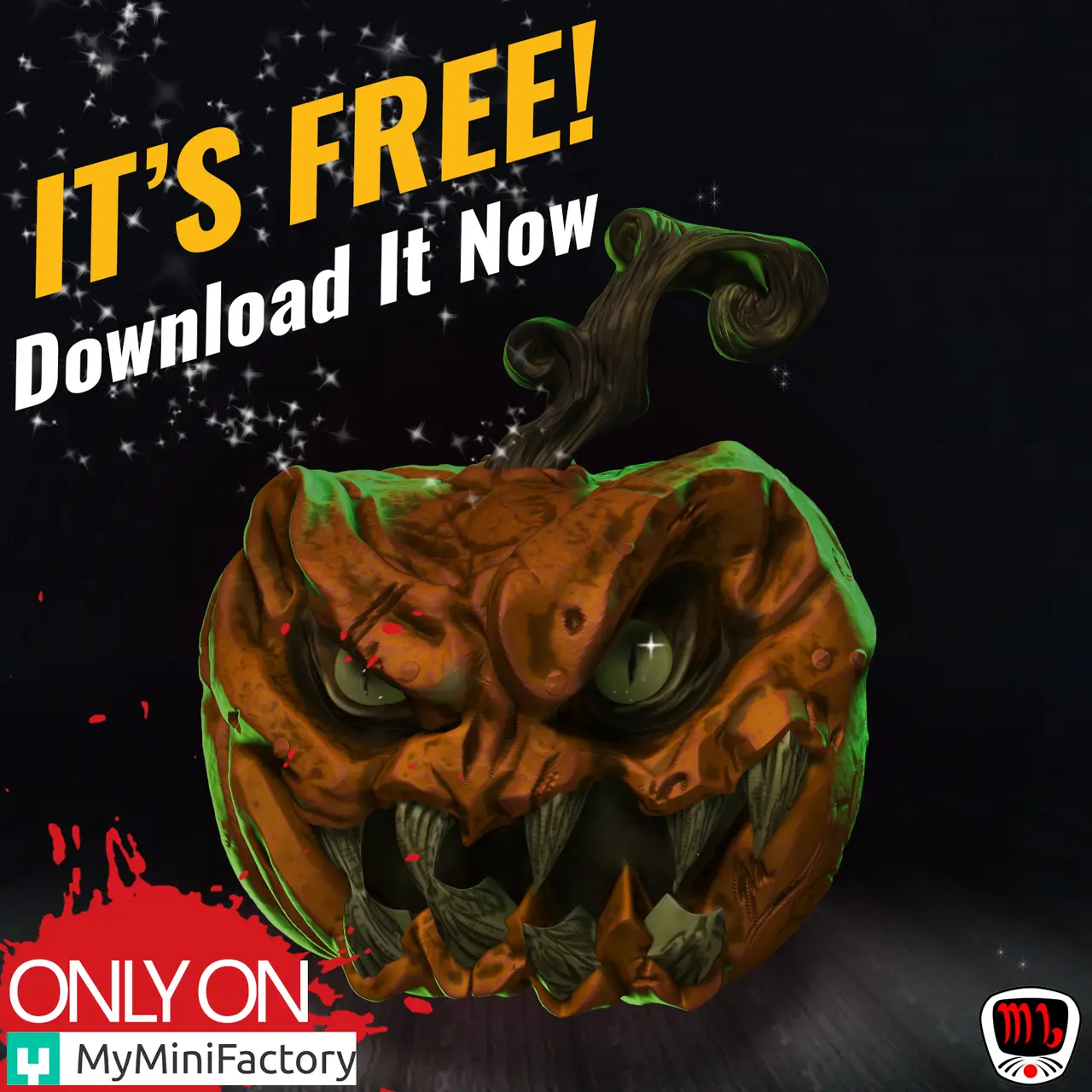FREE Halloween Horror Pumpkin (Pre-supported) — modelo 3D