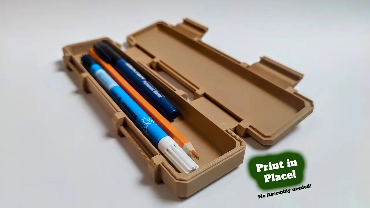 Pencil Box - Print in place - No assembly needed! — modelo 3D