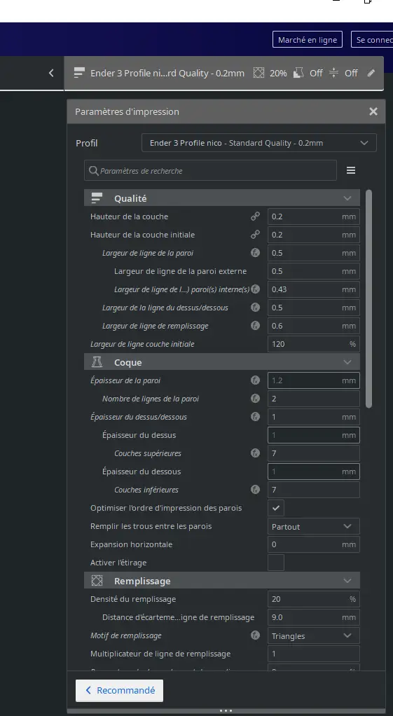 Profile Cura Ender 3 — modelo 3D