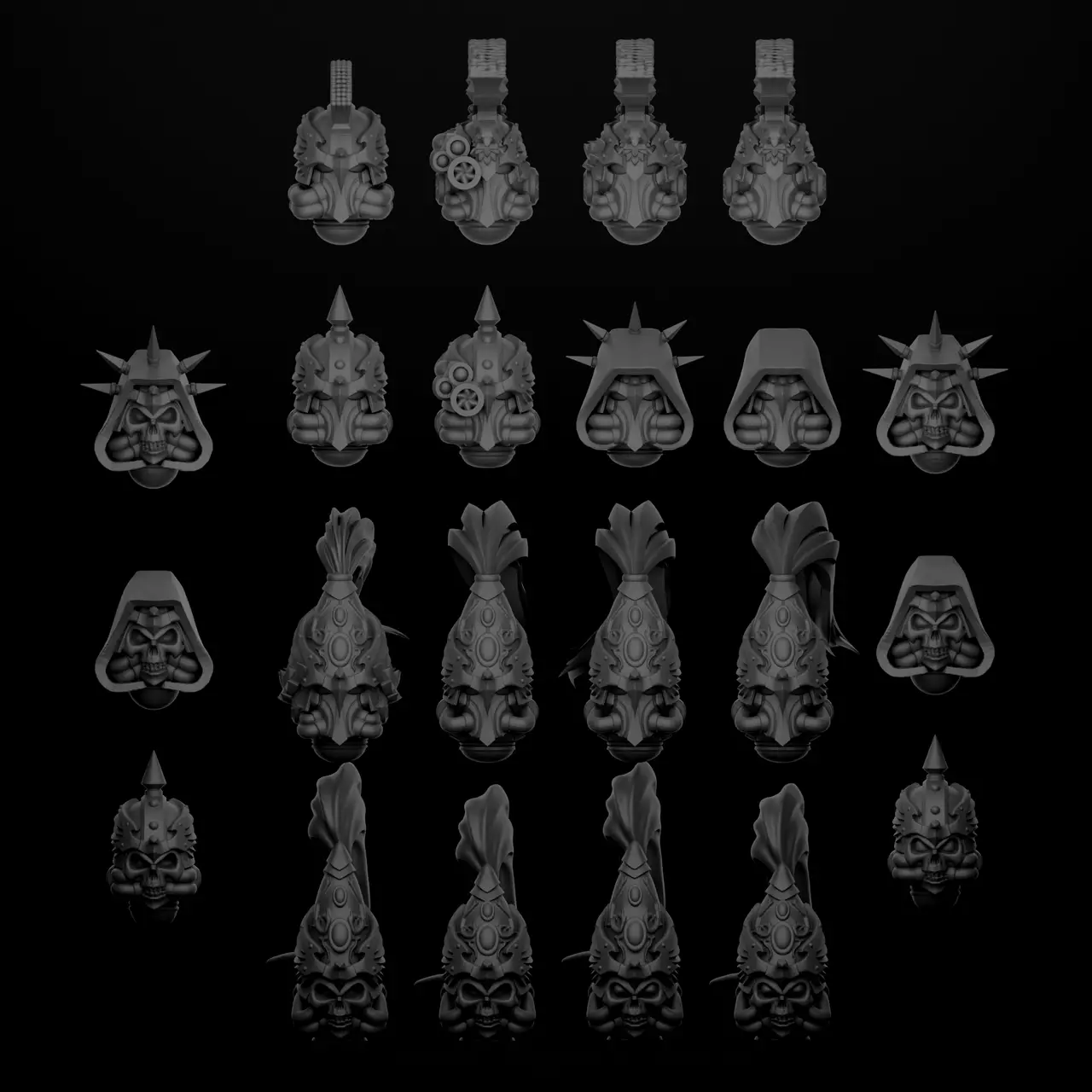 Brotherhood of the Demigods - Helmet Bits Collection — modelo 3D