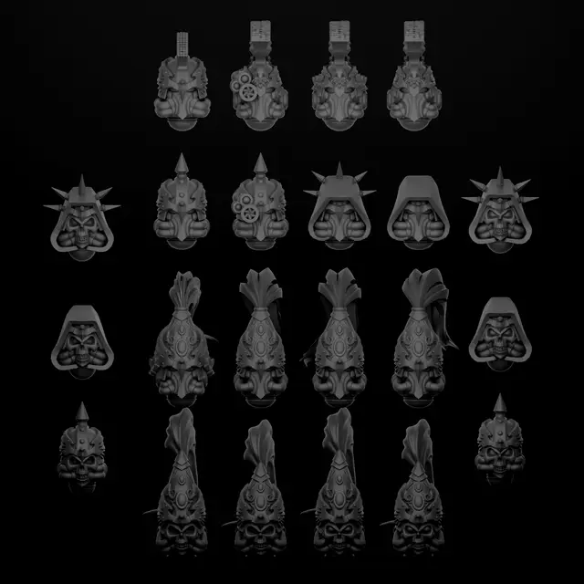 Brotherhood of the Demigods - Helmet Bits Collection — modelo 3D