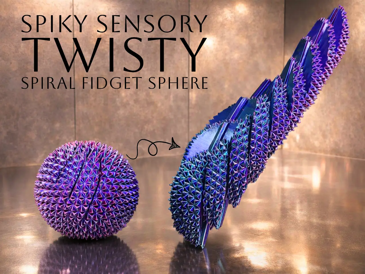 Spiky Sensory Trigger Twisty Spiral Fidget Sphere — modelo 3D