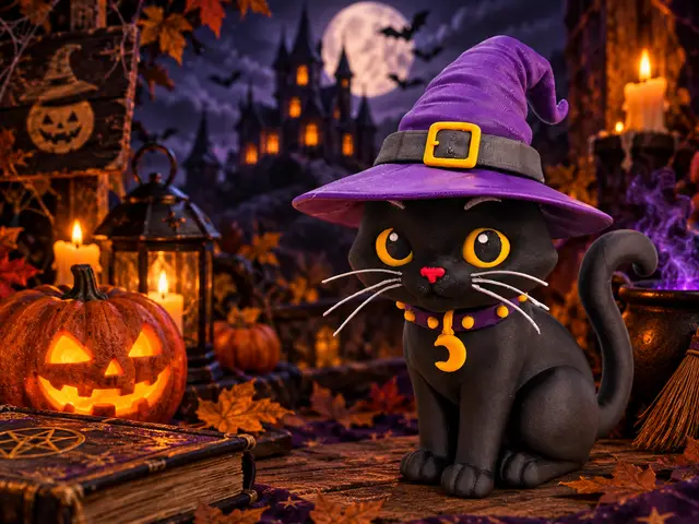 3D Printed Halloween Kitty - No AMS Multipart Figure — modelo 3D