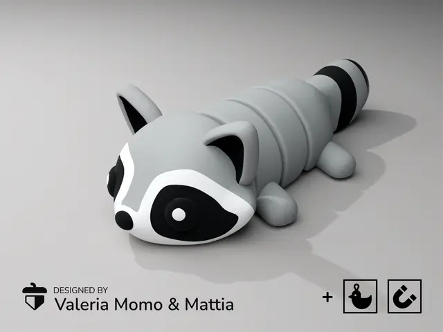 Cute Flexi Pets Raccoon (Keychain & Magnet) — modelo 3D
