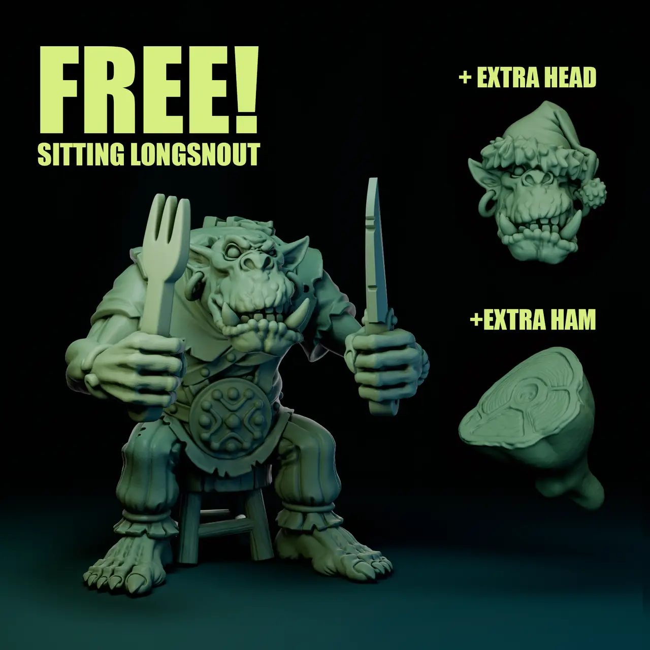 Sitting Longsnout (Christmas Freebie!) — modelo 3D