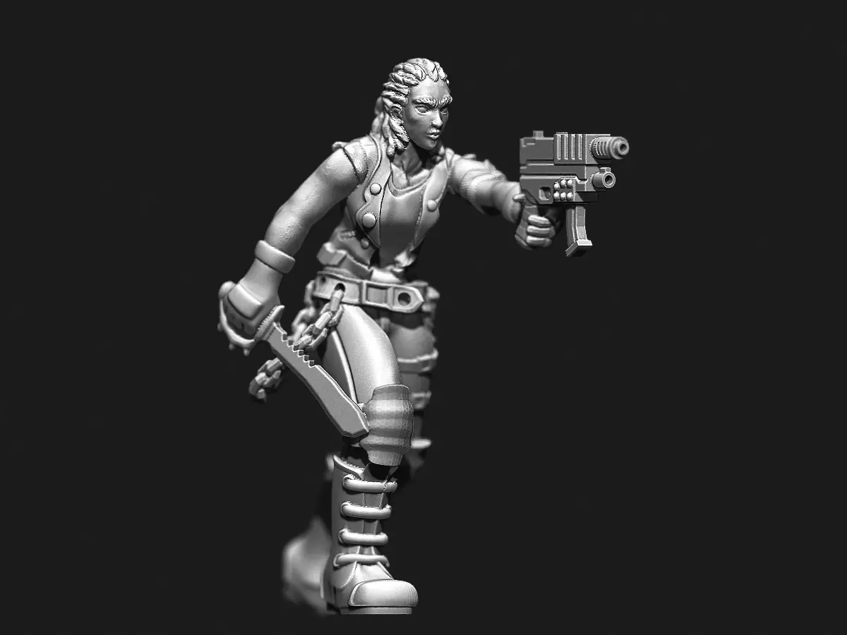 female human Street samurai from shadowrun rpg — modelo 3D