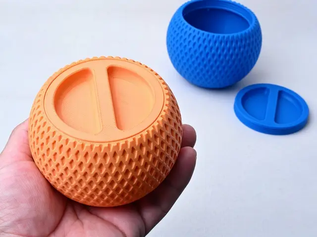 菱形格螺纹圆球收纳罐 — modelo 3D