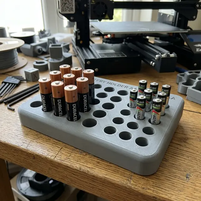 Parametric AA & AAA Battery Holders (50 slots) — modelo 3D
