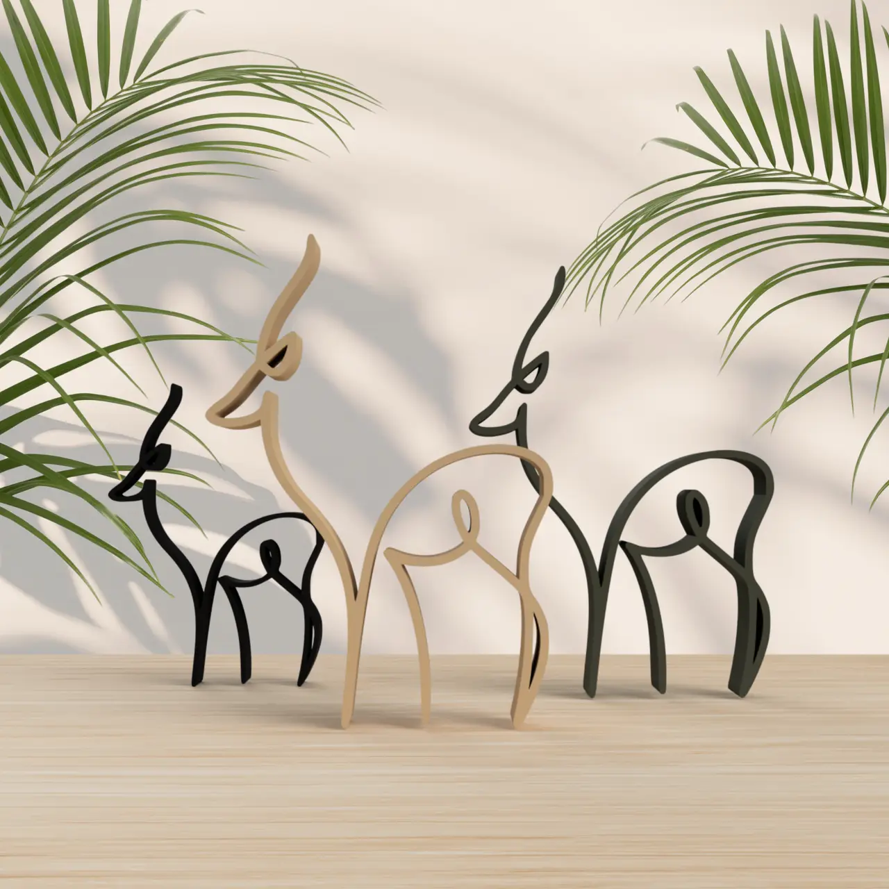 Deer One Line Art - Christmas Deer — modelo 3D
