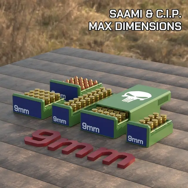 BBOX AMMO BOX 9mm AMMUNITION STORAGE 10/20/25/50 ROUNDS CRATE ORGANIZER 9 mm — modelo 3D