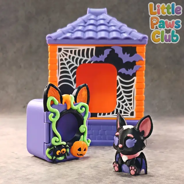 Little Paws Club – Halloween Bat with Keychain Box & House — modelo 3D