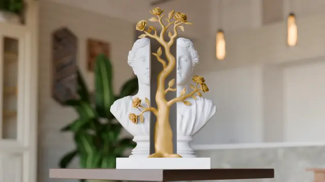 Blooming Duality Sculpture - Poetic Striking Art — modelo 3D