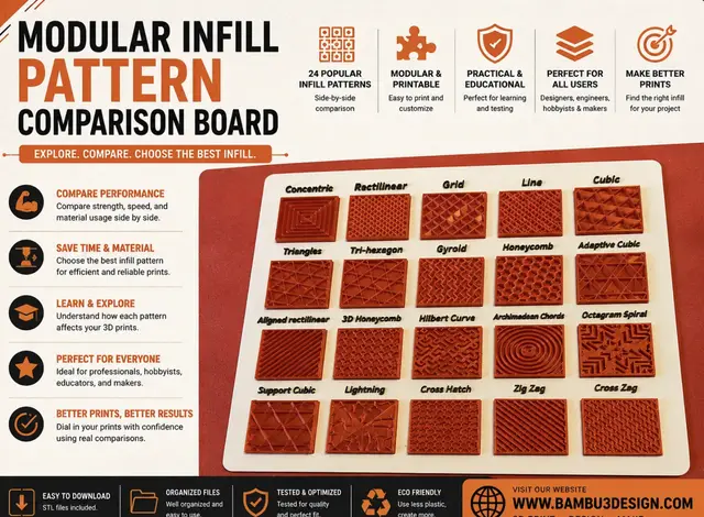 Modular Infill Pattern Comparison Board — modelo 3D