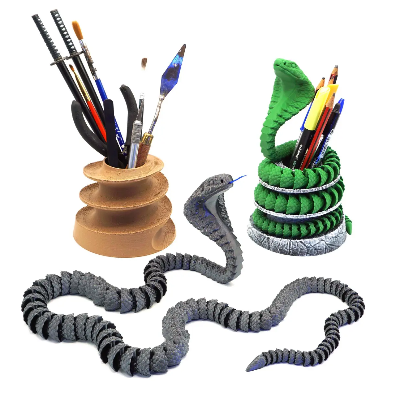 Articulated Cobra + Pencil Holder — modelo 3D