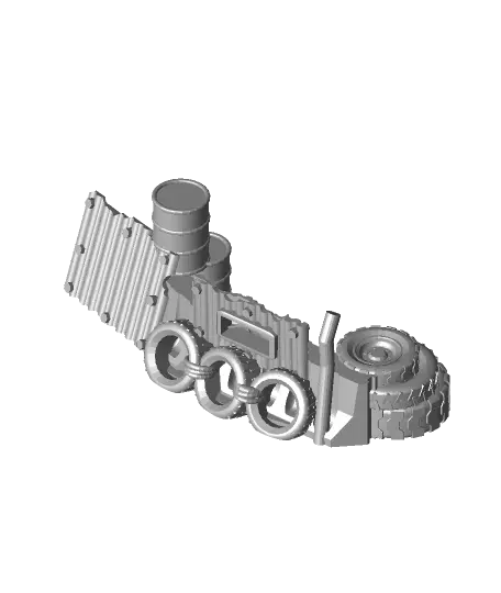 Gaslands - Junk barricades and shack — modelo 3D
