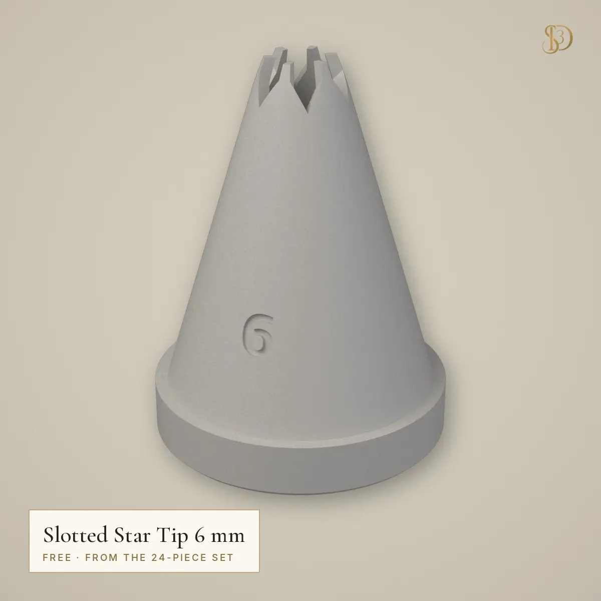 Slotted Star Piping Tip 6 mm – Free Classic Bakery Star Nozzle (from the 24-Piece Set) — modelo 3D