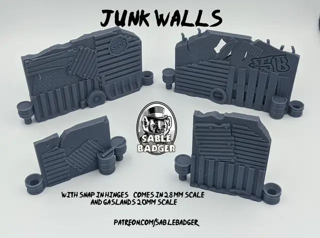 Post Apocalypse 28mm Junk walls Modular and Connectable — modelo 3D