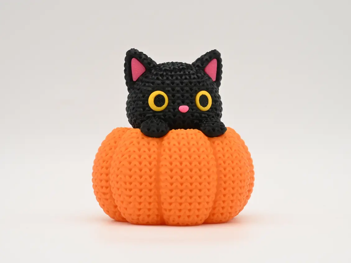 Knitted Cat in Pumpkin - Halloween — modelo 3D