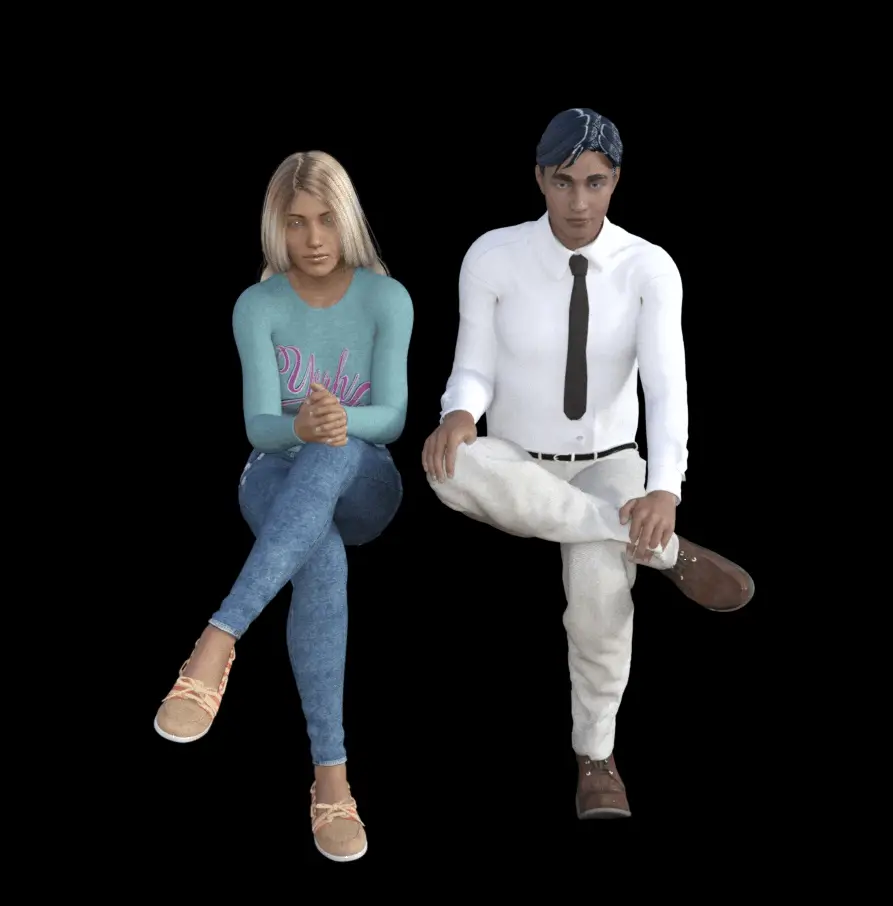 Various people sitting (10 models) — modelo 3D