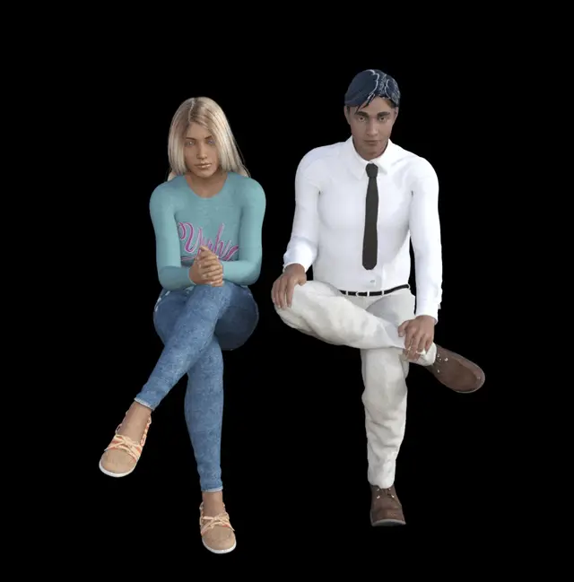 Various people sitting (10 models) — modelo 3D