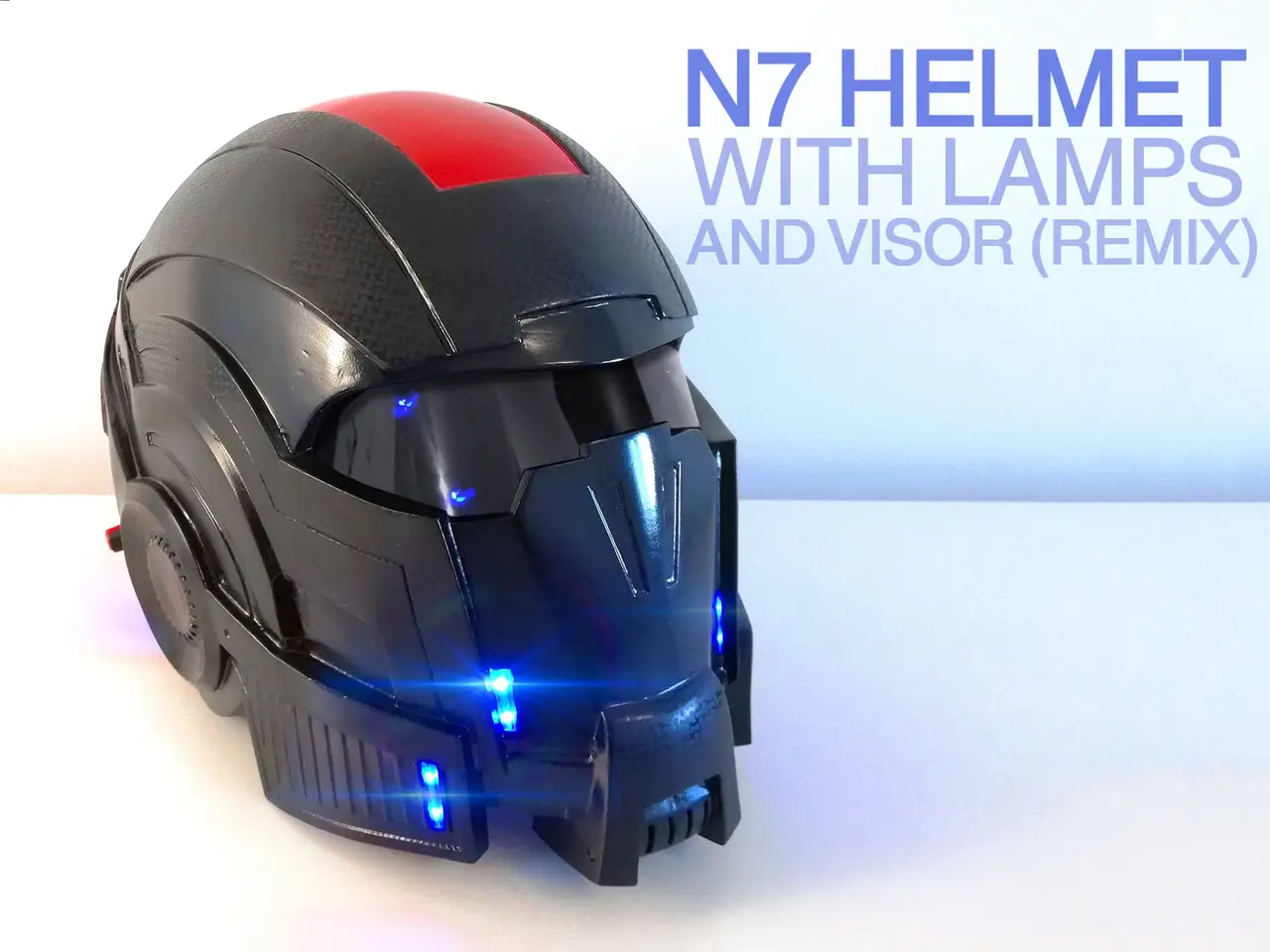 N7 Helmet with LAMPS (from Mass Effect), resplit, rescaled with visor (remix) — modelo 3D