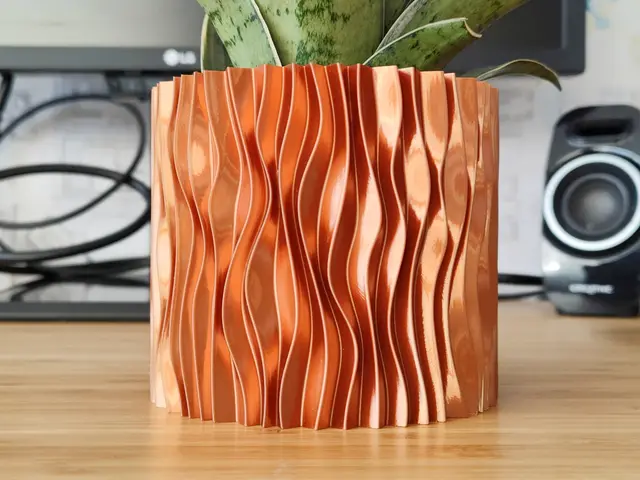 Parametric Copper Waves Plant pot and Planter - Vase mode design — modelo 3D