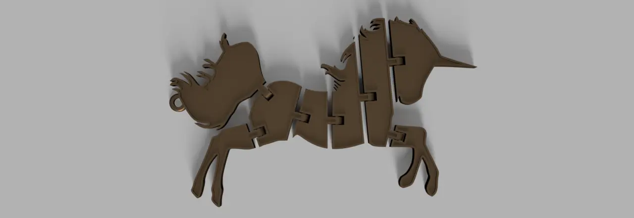 Flexi Unicorn keychain — modelo 3D