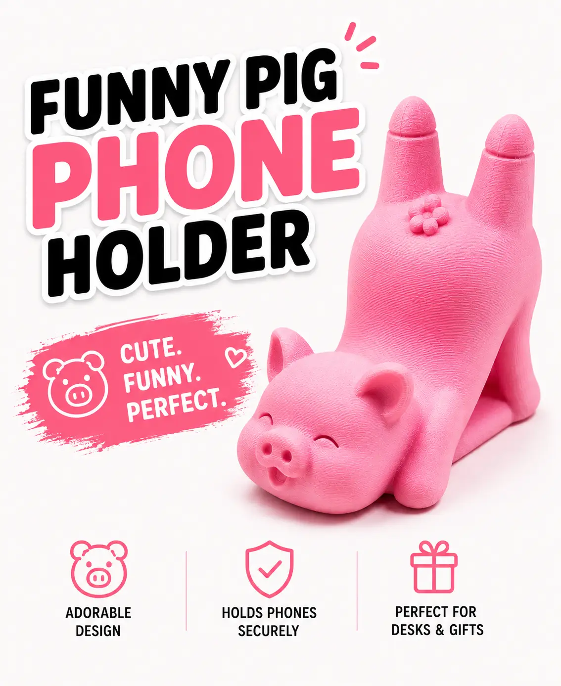 Funny Pig Phone Holder — modelo 3D