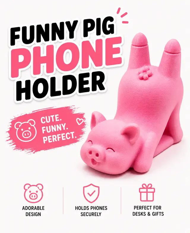 Funny Pig Phone Holder — modelo 3D