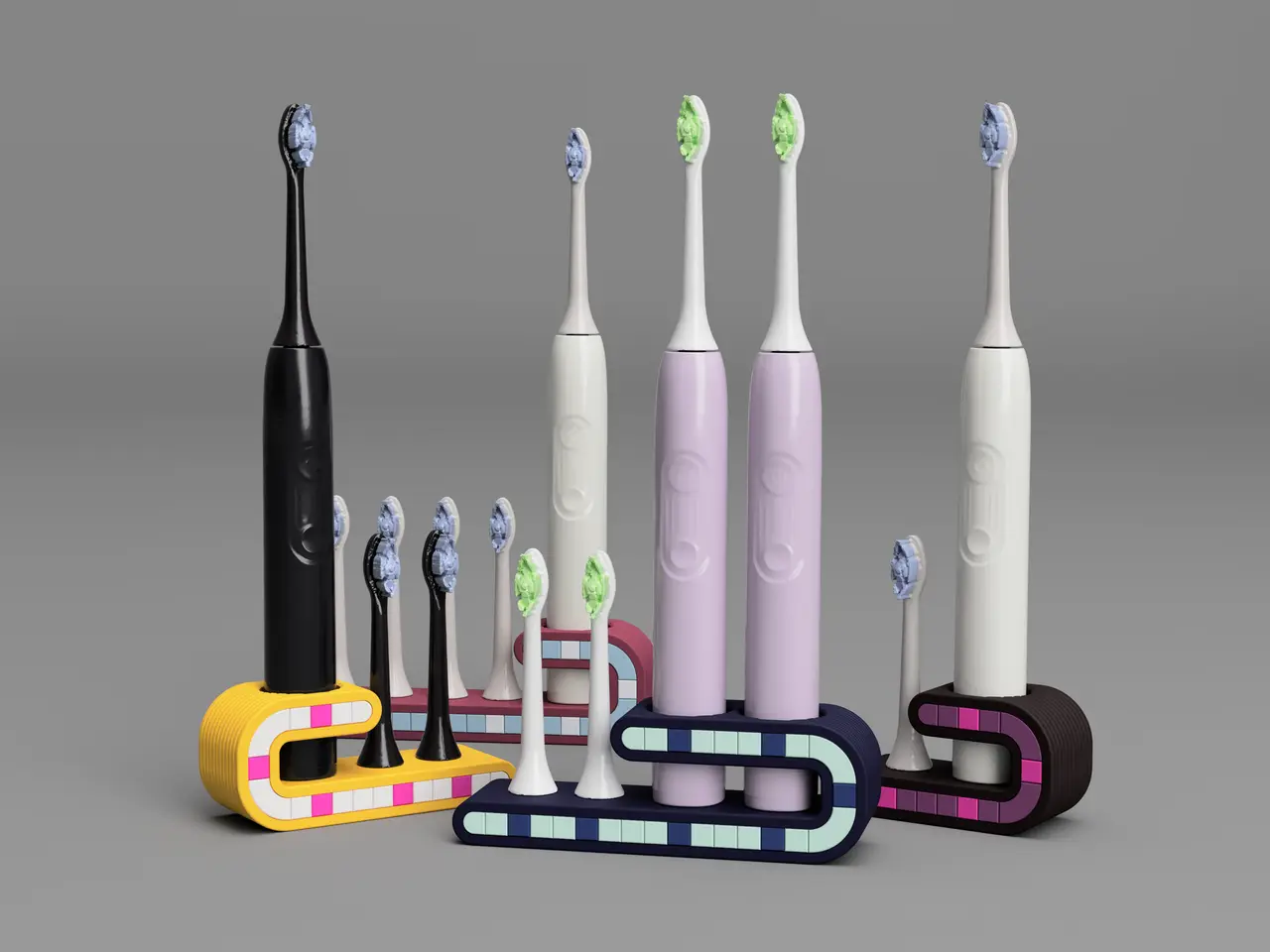 Philips Sonicare Toothbrush Stand with Lego Dots Decoration — modelo 3D