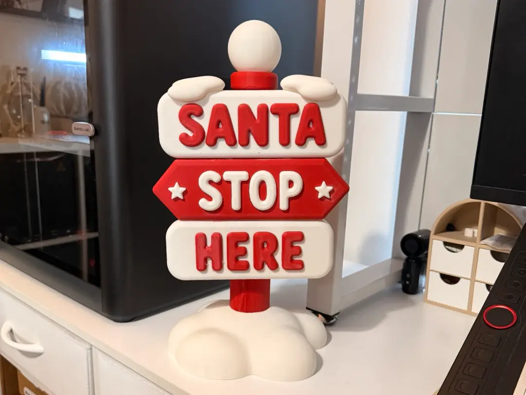 Santa Stop Here Christmas Signpost - No AMS Needed — modelo 3D