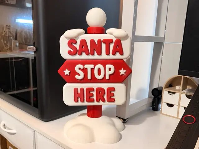 Santa Stop Here Christmas Signpost - No AMS Needed — modelo 3D