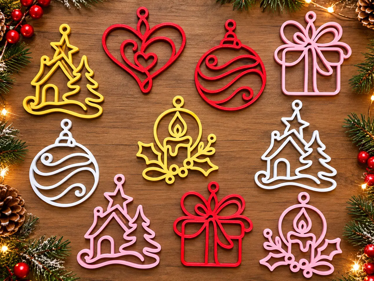 Minimalist Christmas Ornaments – Line Art — modelo 3D