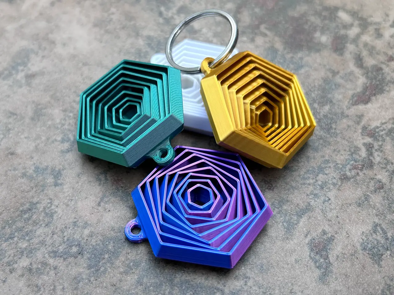 Keychain Hexagon Fidget — modelo 3D