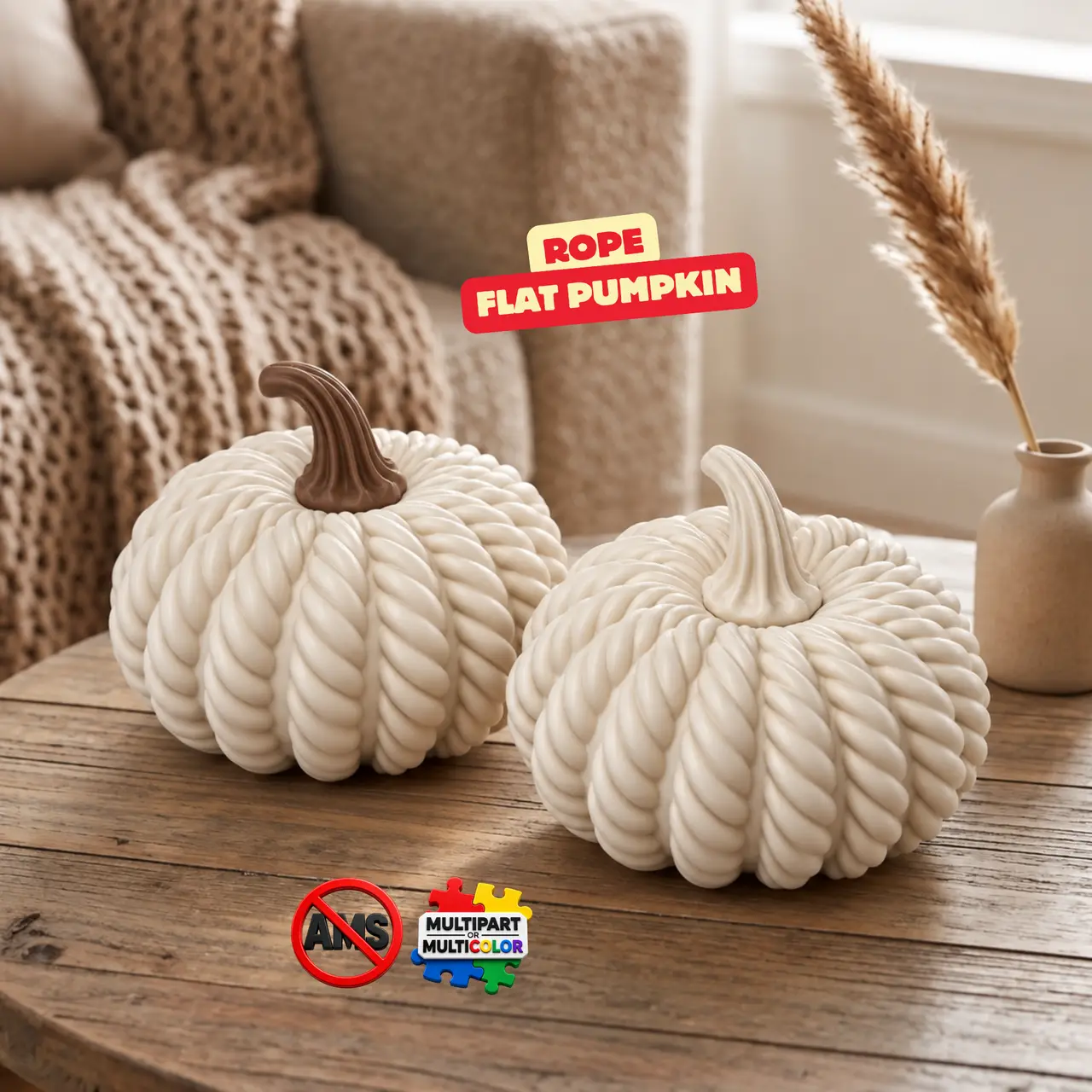 FLAT ROPE PUMPKINS / HALLOWEEN DECOR / MODERN DESIGN / ROPE DESIGN / AUTUMN DECOR — modelo 3D