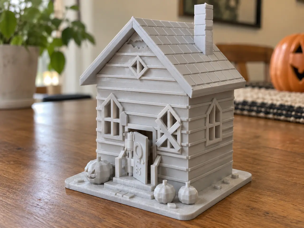 HAUNTED HALLOWEEN COTTAGE – OPENING DOOR, LED READY | 3D PRINT STL — modelo 3D