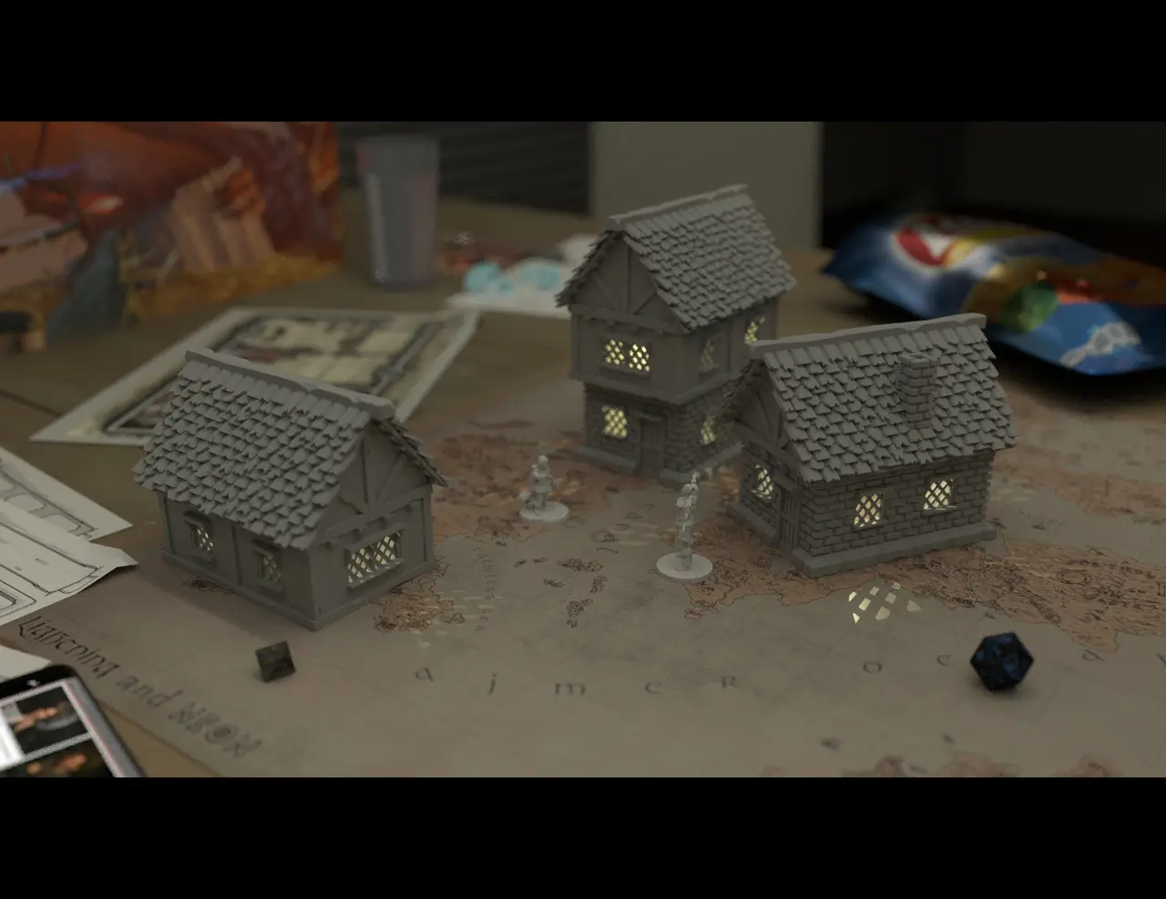 Medieval Houses with Lights 28mm — modelo 3D